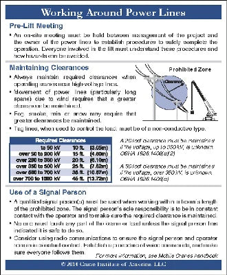 Working Around Power Lines Safety Reference Card